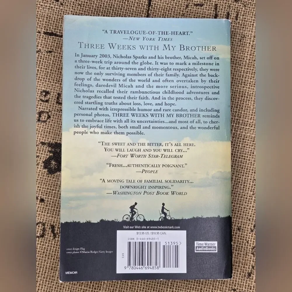 Three Weeks with My Brother by Nicholas Sparks Paperback Book